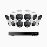 H800X - 4K 16 Channel PoE Security System with 8 Bullet & 4 Turret Cameras, 1/1.8'' BSI Sensor, f/1.6 Aperture (0.003 Lux), Siren & Strobe Alarm,Two-Way Audio, Human & Vehicle Detection, Perimeter Protection, Works with Alexa
